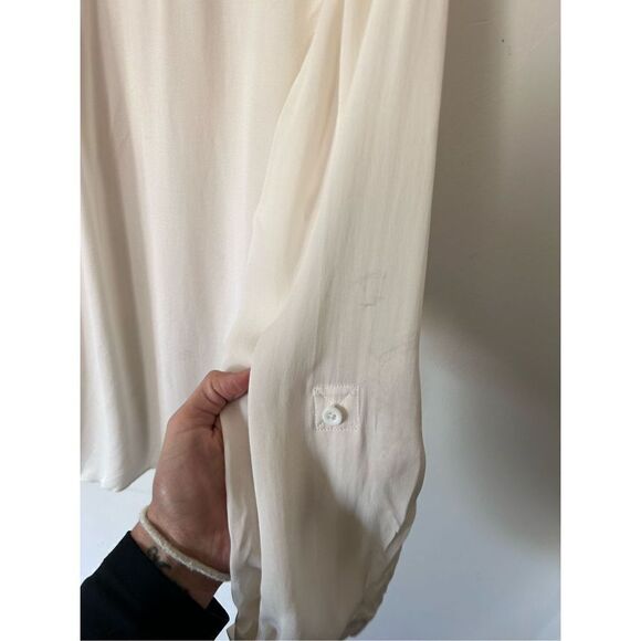 Alice+Olivia Employed Long Sleeve Stand-Up Collar White Button Down Blouse Sz S - Picture 9 of 11